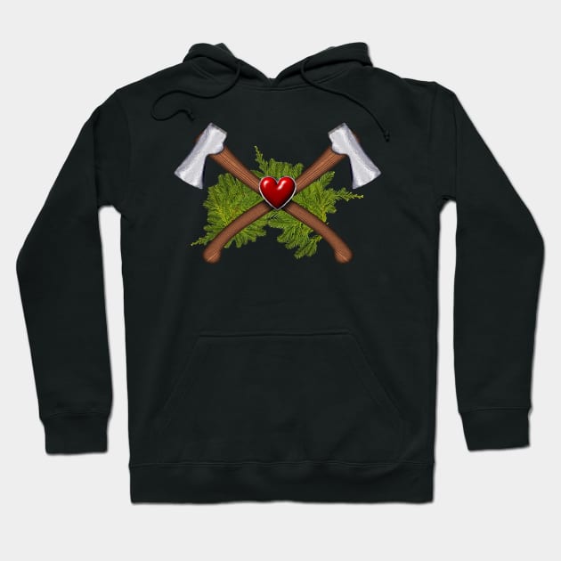 Crossing bushcraft axes Hoodie by DrewskiDesignz